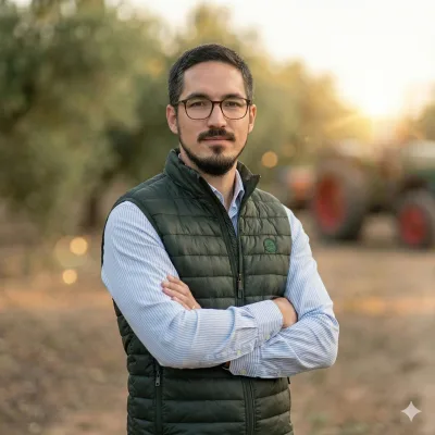 Martín Carmona, fundador de MiOlivar.es, en su olivar de Arjonilla (Jaén)